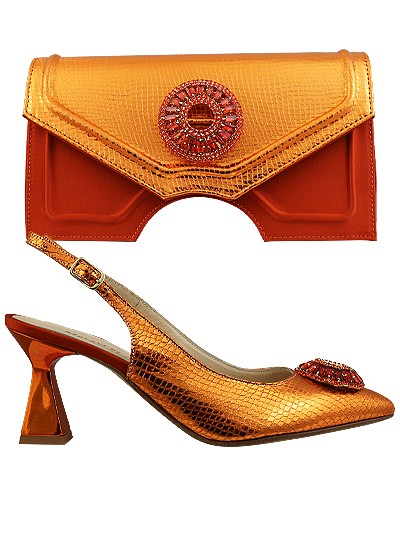 MTB240  - Closed Toe Orange Leather Marta Fabi Shoes & Bag