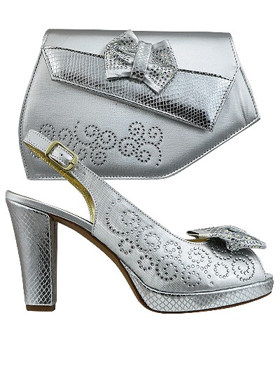 MLO102 -  Silver Leather Martina Lorenzo Shoes & Bag