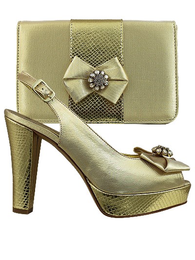 MLO105 -  Gold Leather Martina Lorenzo Shoes & Bag