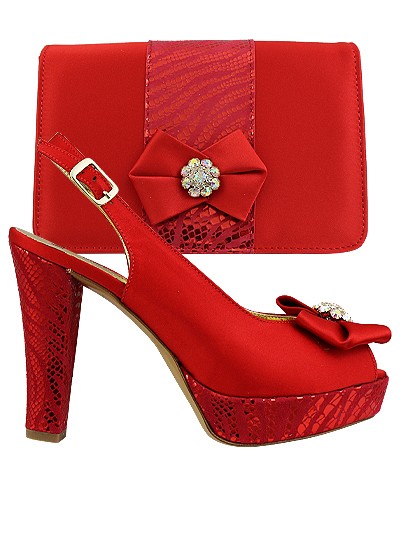 MLO106 -  Red Leather Martina Lorenzo Shoes & Bag