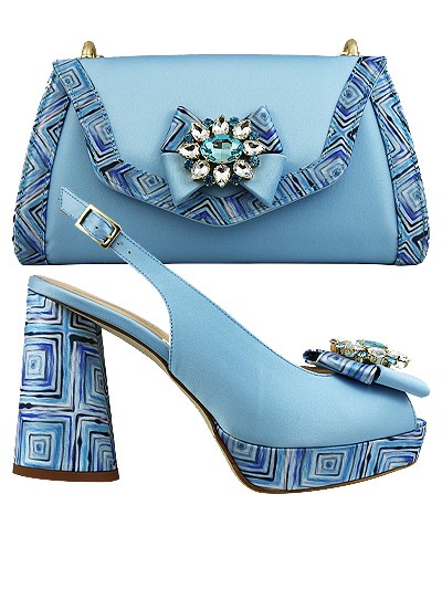 MTB252  -Sky Blue Leather Marta Fabi Shoes & Bag