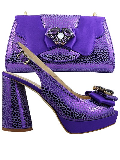 MTB253  - Purple  Leather Marta Fabi Shoes & Bag