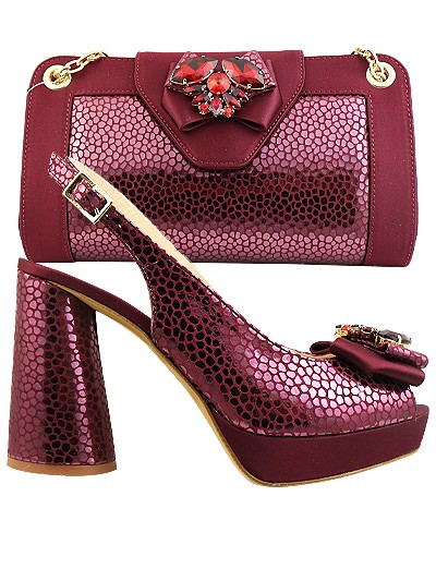 MTB259  - Burgundy Leather Marta Fabi Shoes & Bag