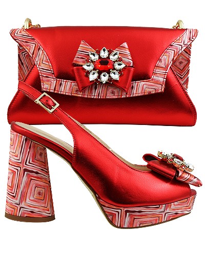 MTB262  - Red Leather Marta Fabi Shoes & Bag