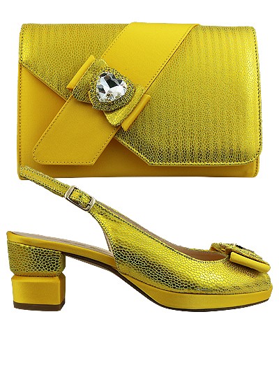 EDS1547 - Leather Yellow Enzo di Roma Shoe & Bag