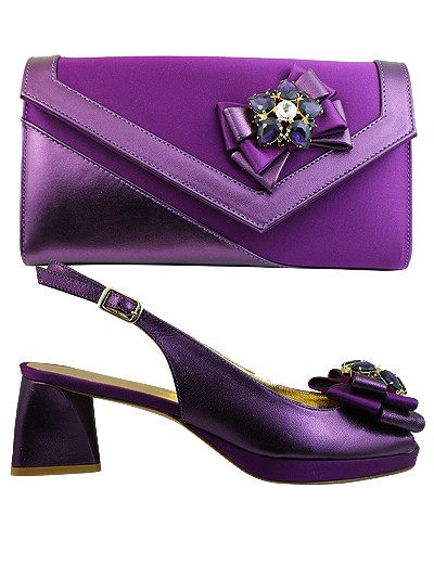 EDS1550 - Leather Purple Enzo di Roma Shoe & Bag