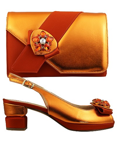 EDS1553 - Leather Orange  Enzo di Roma Shoe & Bag