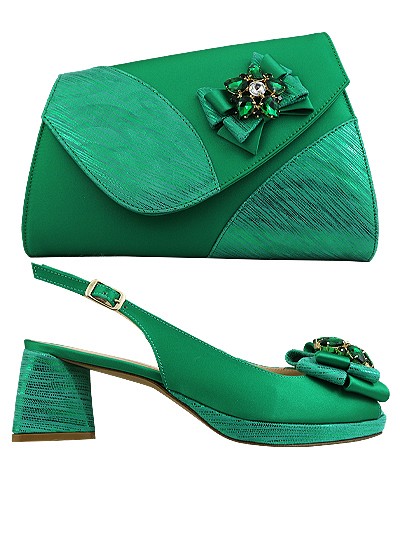 EDS1554 - Leather Green Enzo di Roma Shoe & Bag