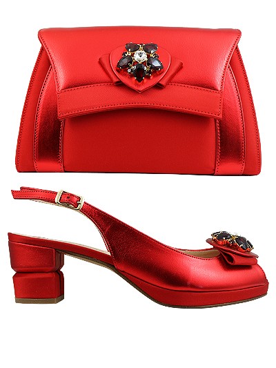 EDS1555 - Leather Red Enzo di Roma Shoe & Bag
