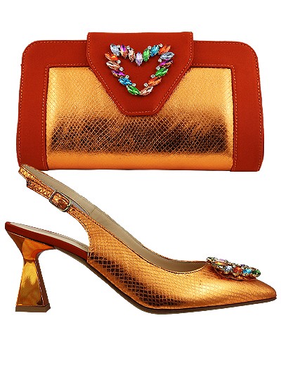 MTB247  -  Closed Toe Orange Leather Marta Fabi Shoes & Bag