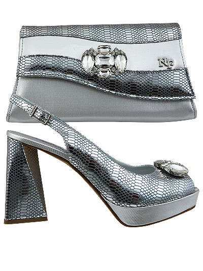 NFI422 -Silver Leather Nadia Ferri Shoes & Bag