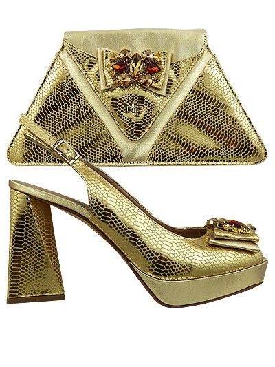 NFI423 - Gold Leather Nadia Ferri Shoes & Bag