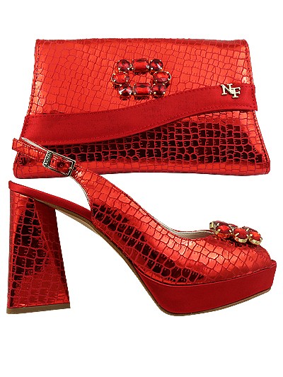 NFI425 - Red Leather Nadia Ferri Shoes & Bag