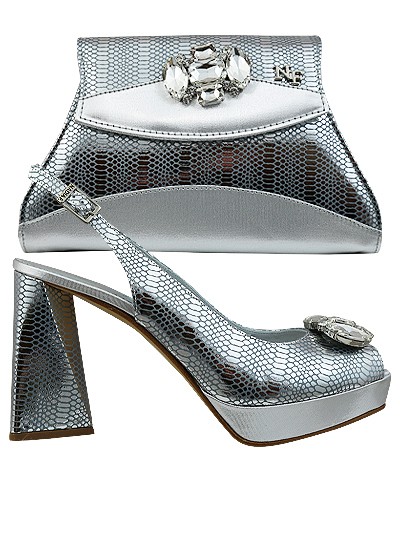 NFI431 -Silver Leather Nadia Ferri Shoes & Bag