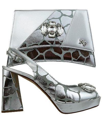 NFI439 - Silver Leather Nadia Ferri Shoes & Bag