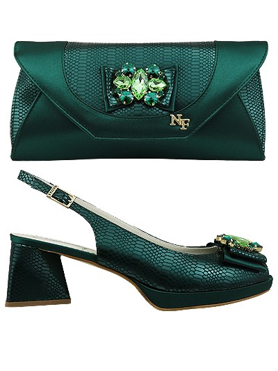 NFI460 - Dark Green Leather  Nadia Ferri Shoes & Bag