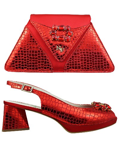 NFI463 - Red Leather Nadia Ferri Shoes & Bag