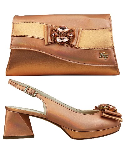 NFI474 - Peach Leather Nadia Ferri Shoes & Bag
