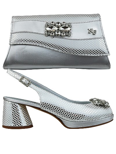 NFI475 - Silver Leather Nadia Ferri Shoes & Bag