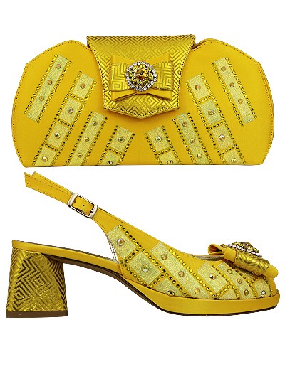 EDS1560 - Leather Yellow Enzo di Roma Shoe & Bag