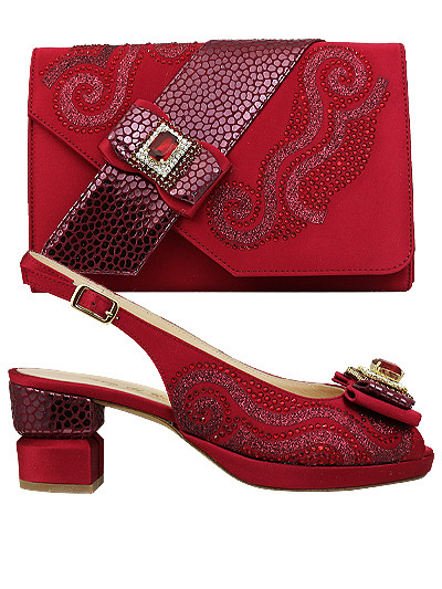EDS1561 - Leather Wine Enzo di Roma Shoe & Bag