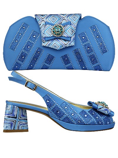 EDS1562 - Leather Sea Blue Enzo di Roma Shoe & Bag