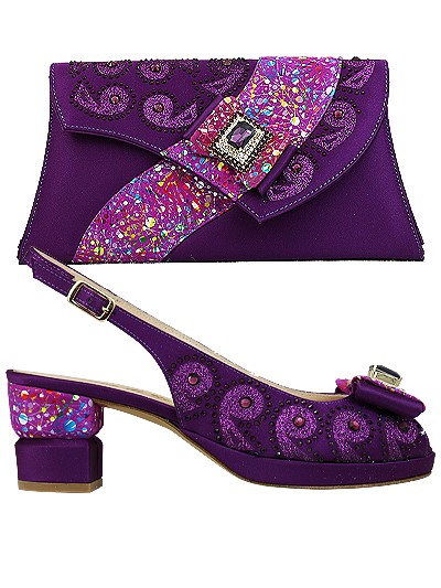 EDS1564 - Leather Purple Enzo di Roma Shoe & Bag