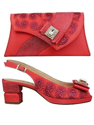 EDS1565 - Leather Coral Enzo di Roma Shoe & Bag