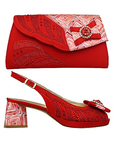 EDS1567 - Leather Red Enzo di Roma Shoe & Bag