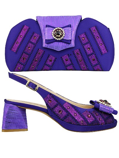 EDS1569 - Leather Purple Enzo di Roma Shoe & Bag