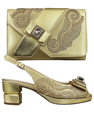 EDS1570 - Leather Gold Enzo di Roma Shoe & Bag