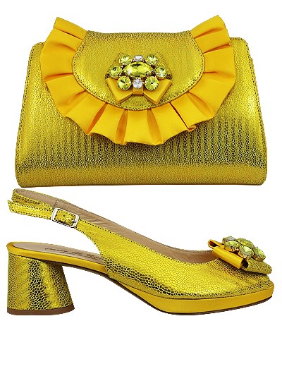 EDS1580 - Leather Yellow Enzo di Roma Shoe & Bag