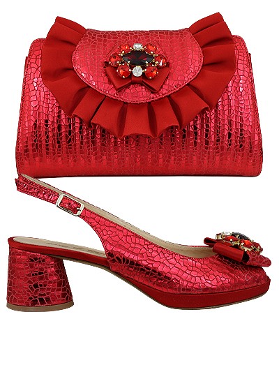 EDS1581 - Leather Red Enzo di Roma Shoe & Bag