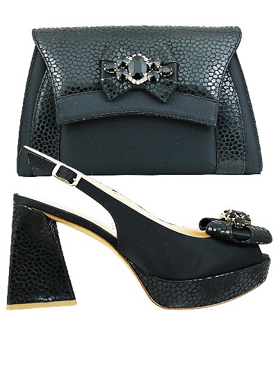 EDS1595 - Leather Black Enzo di Roma Shoe & Bag