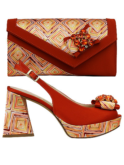 EDS1596 - Leather Burnt Orange Enzo di Roma Shoe & Bag