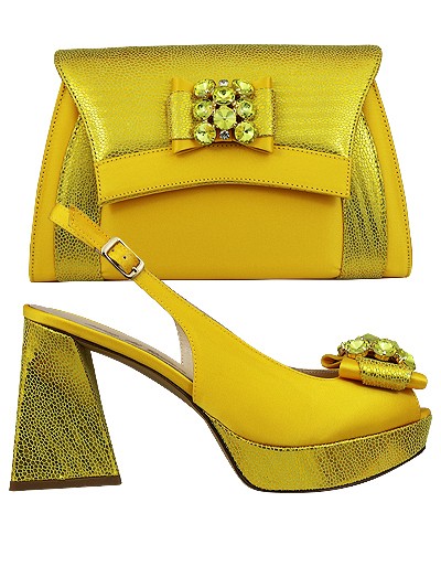 EDS1597 - Leather Yellow Enzo di Roma Shoe & Bag