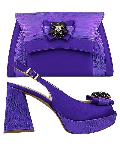 EDS1598 - Leather Purple Enzo di Roma Shoe & Bag