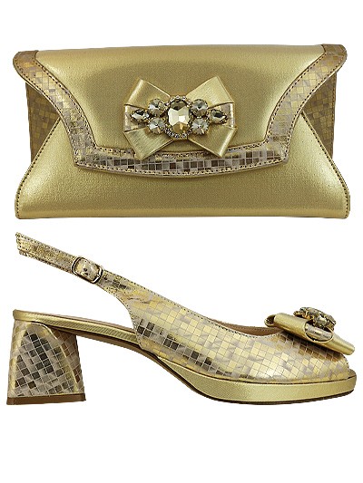 EDS1630 - Gold Leather Enzo di Roma Shoe  & Bag