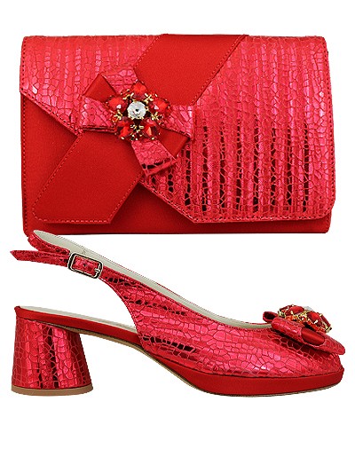 EDS1634 -Red Leather Enzo di Roma Shoe  & Bag