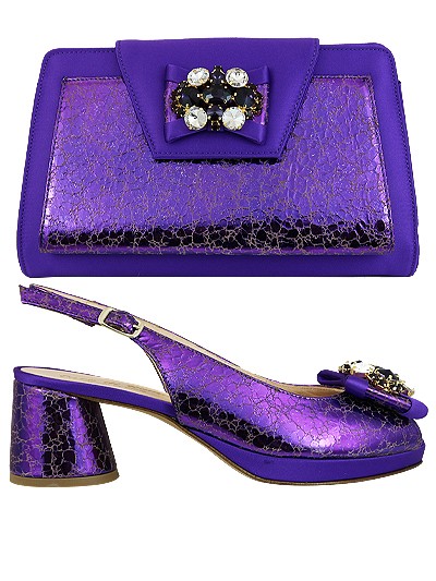 EDS1636 -Purple  Leather Enzo di Roma Shoe  & Bag