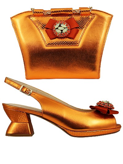 MTB267  - Orange Leather Marta Fabi Shoes & Bag
