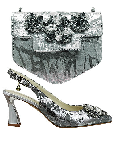 MTB303  - Silver Leather Marta Fabi Shoes & Bag