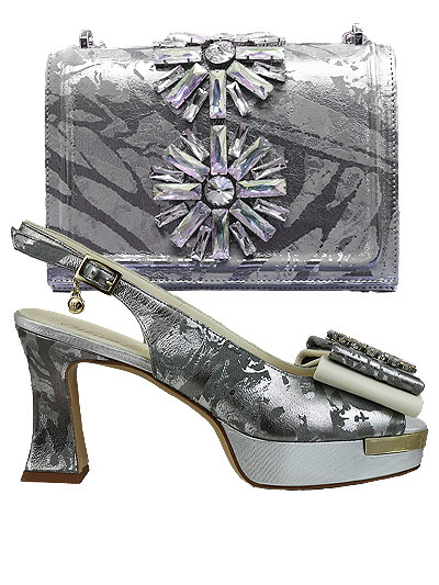 MTB308  - Silver Leather Marta Fabi Shoes & Bag