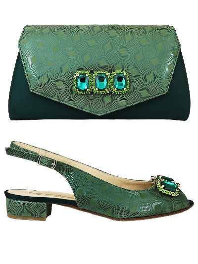 EDS1680 - Forest Green Enzo di Roma Leather Shoe & Bag