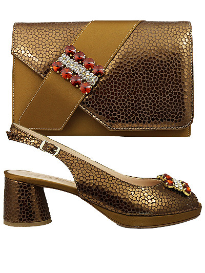 EDS1691 - Bronze Enzo di Roma Leather Shoe & Bag