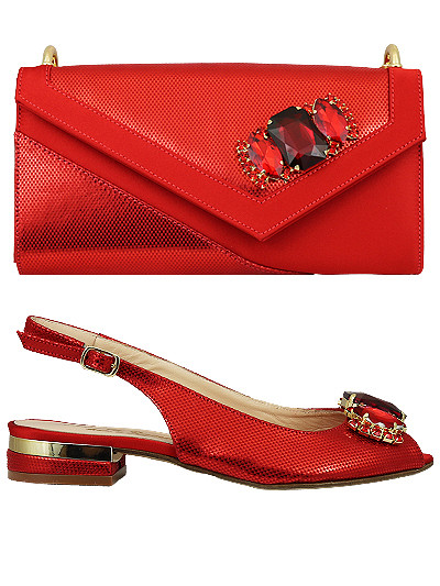 EDS1727 - Red Enzo di Roma Shoe & Bag