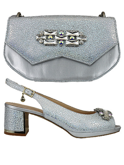 MTB342  - Silver Leather Marta Fabi Shoes & Bag