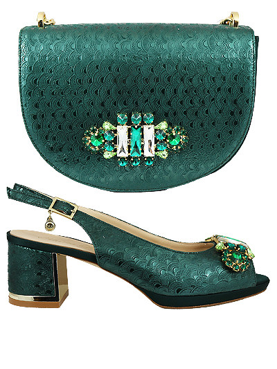 MTB348 - Forest Green Leather Marta Fabi Shoes & Bag