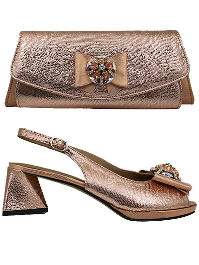 STP102 - Peach Salvatore Pepe Shoes & Bag Set