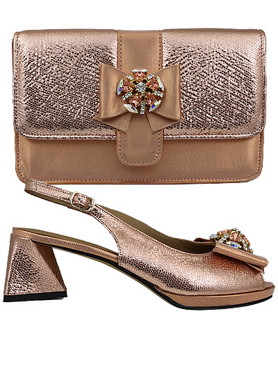 STP102 - Peach Salvatore Pepe Shoes & Bag Set